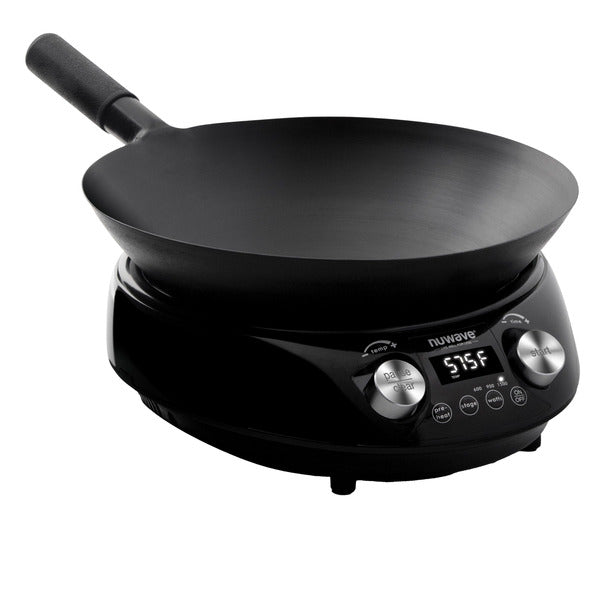 Nuwave Induction Hot Wok with 14" Carbon Steel Wok, Glass Lid & Stand