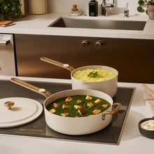 Our Place 8-piece Essentials Ceramic Nonstick Cookware Set- Cream