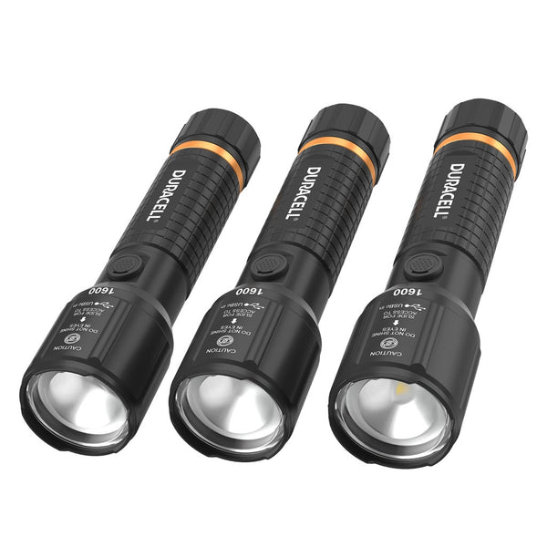 Duracell 1600 Lumen Hybrid Power LED Flashlight, 3-pack