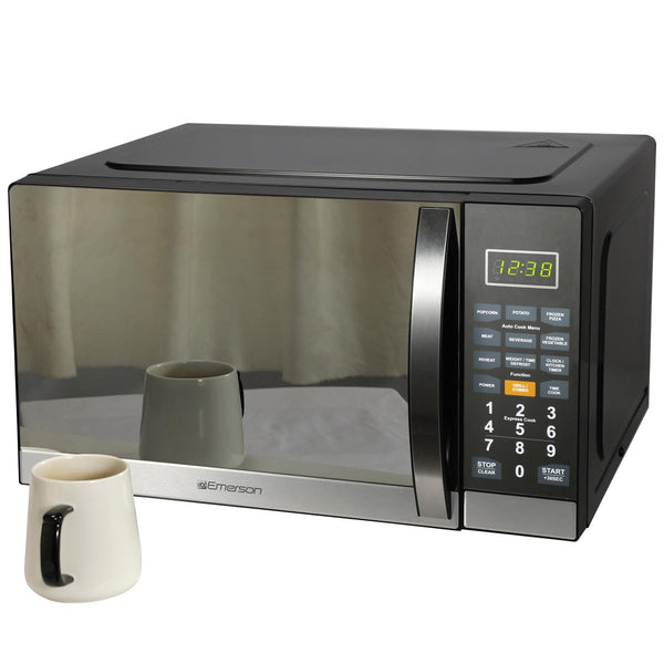Emerson 1.1 CF, 1100W, Stainless Steel, Mirror Finish, Microwave Oven With Grill