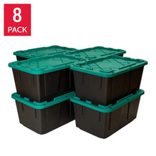 Greenmade 27 Gallon Storage Bin, 8-pack Green and Blk