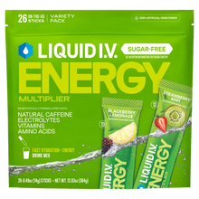Liquid I.V. Energy Multiplier, 26 Individual Serving Stick Packs in Resealable Pouch, Sugar Free, Variety Pack