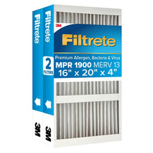 Filtrete Air Filter 4”, MPR 1900 MERV 13, Premium Allergen, Bacteria and Virus Filter, Electrostatic Air Cleaning Deep Pleat Filter, 2-pack  16 x 20 x 40