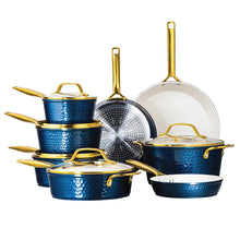 Gotham Steel Pro 13-piece Hammered Cookware Set- Navy