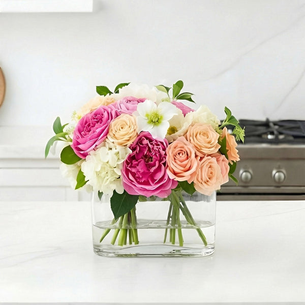 Nearly Natural Faux 10" Mixed Rose & Hydrangea Arrangement