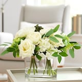 Nearly Natural Faux 10" Mixed Rose & Hydrangea Arrangement