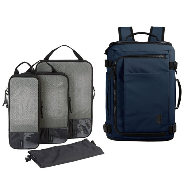 Bagsmart 38L Blast Backpack with 4-piece Compression Packing Cubes- Navy