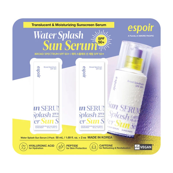 espoir Water Splash Sun Serum Sunscreen SPF 50, 1.69 fl oz, 2-pack