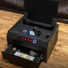 Home Defense 0.31 cu. ft. Quick Access Dual Compartment Security Vault with Electronic and Biometric Lock, Matte Black