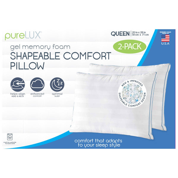 PureLUX Gel Memory Foam Cluster Pillow, 2-Pack