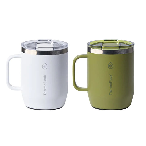 ThermoFlask 12 oz. Insulated Coffee Mug with Handle, 2-pack White
