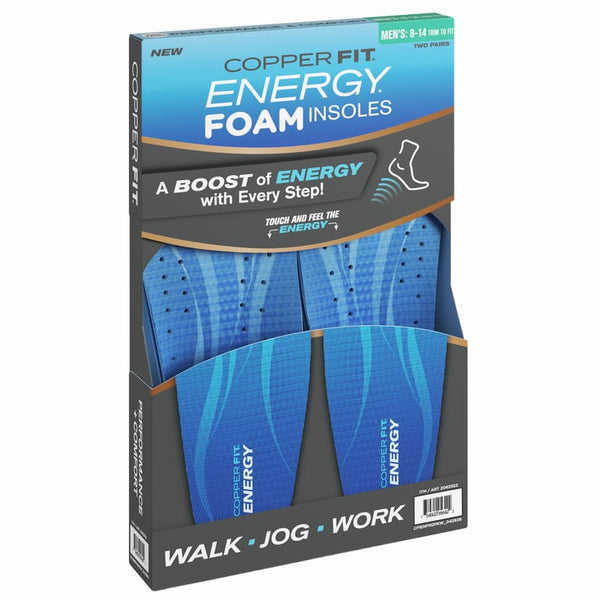 Copper Fit Energy Foam Insoles, 2 Pairs