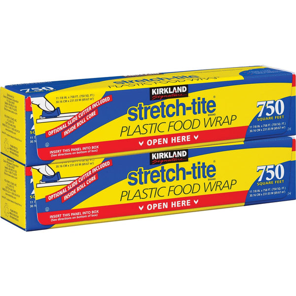 Kirkland Signature Stretch-Tite Plastic Food Wrap, 11-7/8" x 750 ft, 2-Count