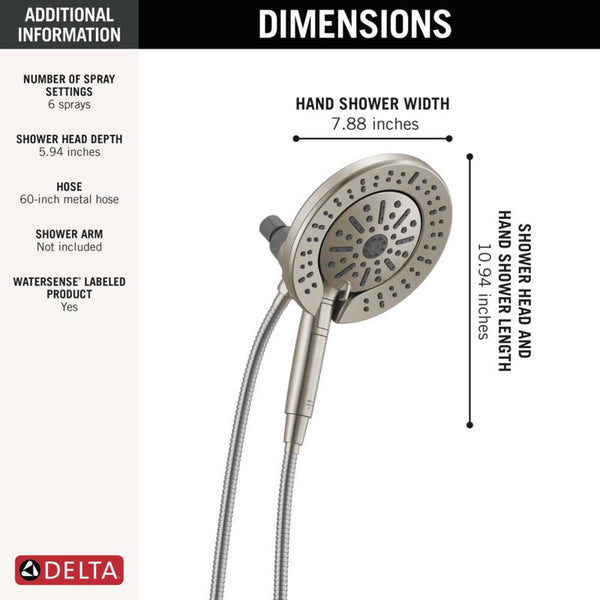 Delta 6-setting In2ition Hand Shower With ProClean Brushed Nickel