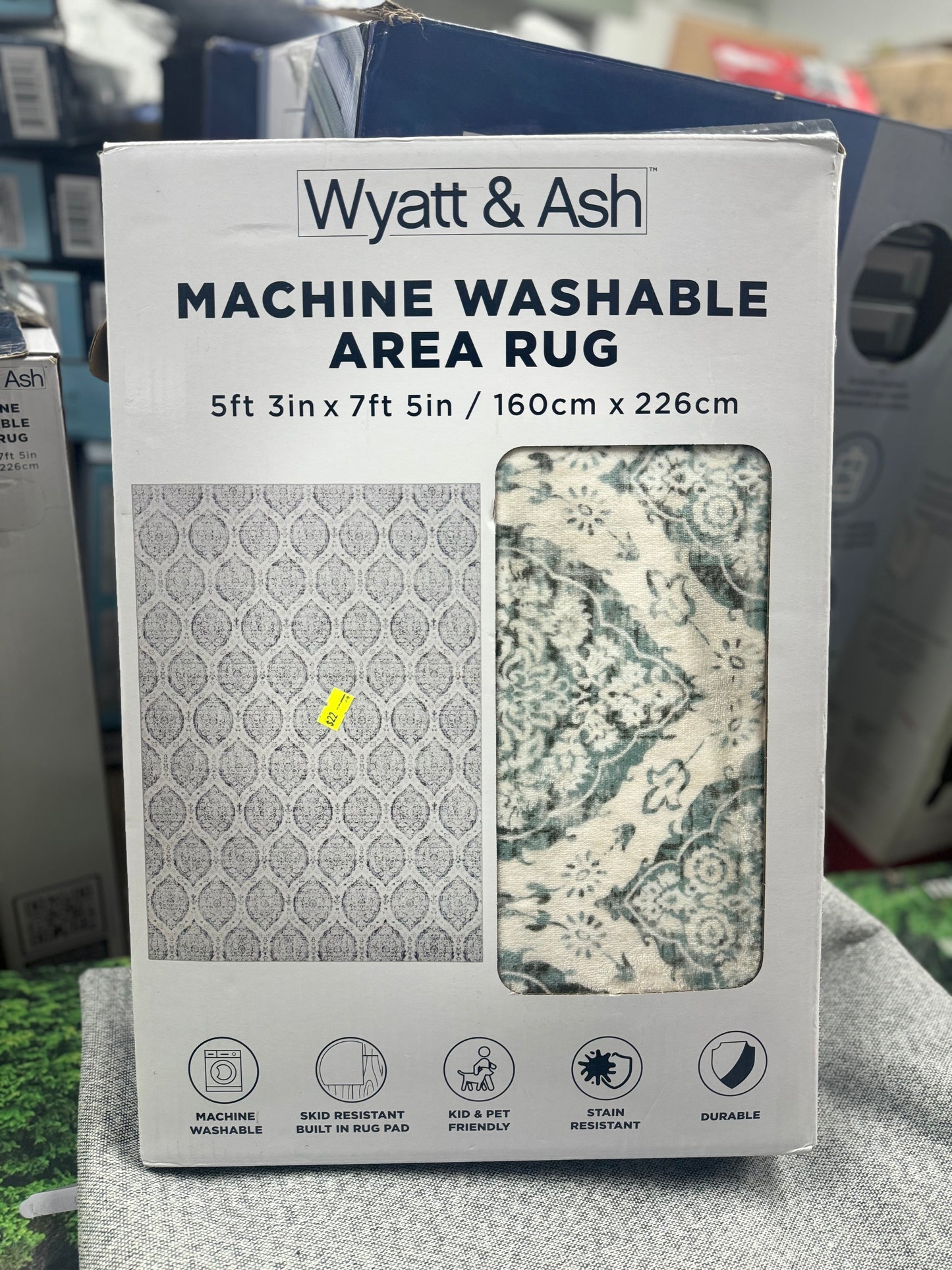 Wyatt & Ash Washable Washable Indoor Area Rug, Cyỷus- Retail $59