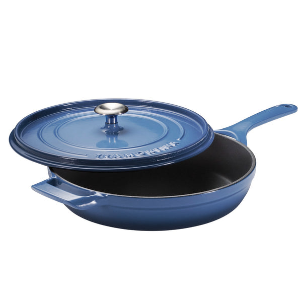 Tramontina 12" Enameled Cast Iron Skillet with Lid, Assorted Colors