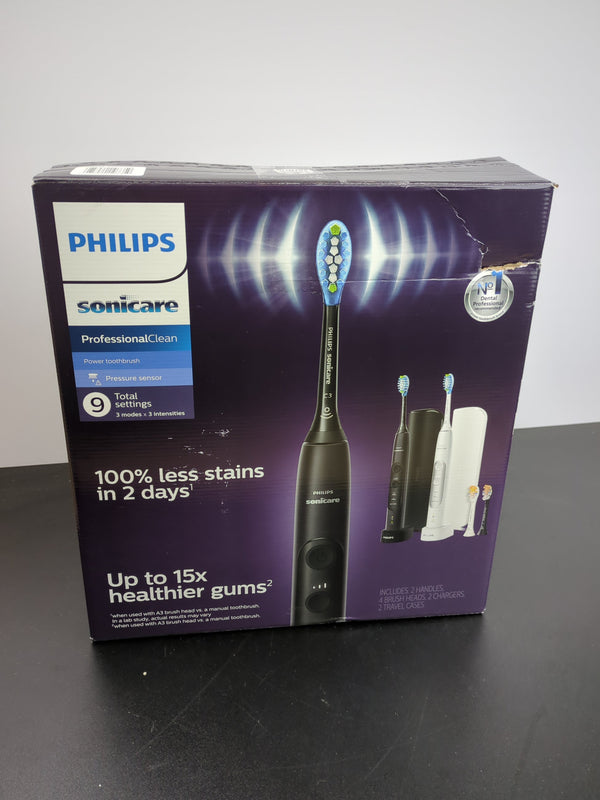 Philips Sonicare Professional Clean [no brush heads] Rechargeable Electric Toothbrush, 2-pack