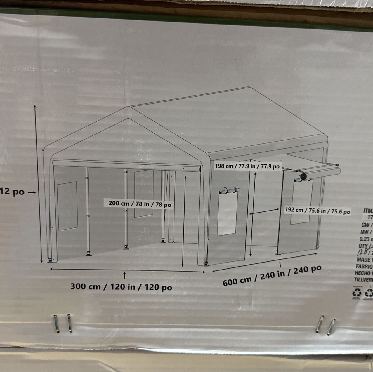 STEEL FRAME CANOPY 10FT  X 20FT- Retail $250