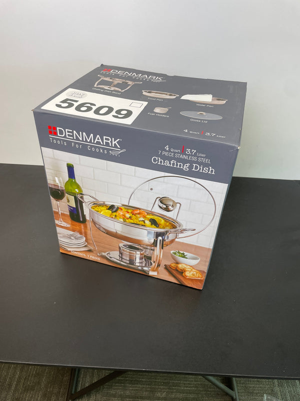 Denmark Round Chafing Dish, 4 Quart, Stainless Steel, 7-Piece