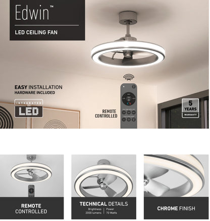 Artika Edwin 23" LED Chandelier Ceiling Fan - Retail $150