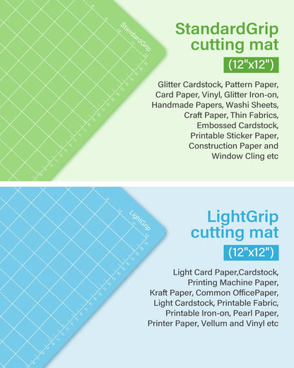 Cutting Mat for Cricut Maker 3/Maker/Explore 3/Air 2/Air/One 4 Pack 12x12 Standard/Light