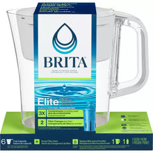 Brita Water Filter 6 Cup Denali Water Pitcher Dispenser - White: Easy-Fill Lid, Electronic Indicator
