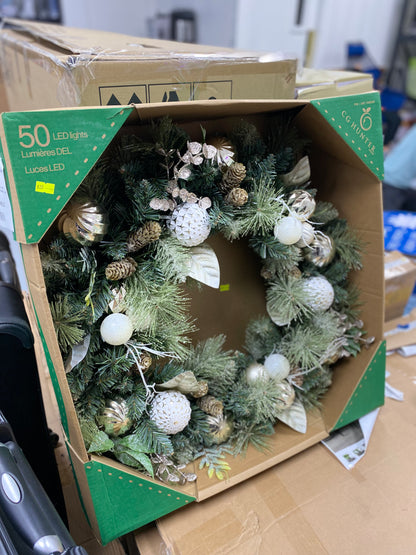 30" Pre-lit LED Decorated Artificial Wreath- Retail $60