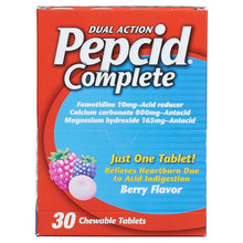 Pepcid Complete Dual Action Acid Reducer and Antacid, Chewable Tablet, Berry, Dispenser Pack, 30-count