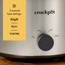 Crock-Pot 2qt Manual Slow Cooker - Stainless Steel: 3 Settings, Reheat & Warmer, Stay-Cool Handles, Dishwasher-Safe Parts