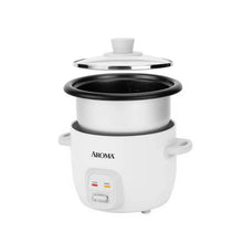 Aroma 4 Cup Pot Style Rice Cooker White: Nonstick, Stay-Cool Handles, 1 Setting, 250W, Includes Glass Lid & Manual