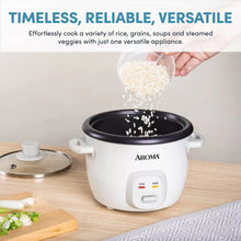 Aroma 4 Cup Pot Style Rice Cooker White: Nonstick, Stay-Cool Handles, 1 Setting, 250W, Includes Glass Lid & Manual