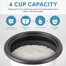 Aroma 4 Cup Pot Style Rice Cooker White: Nonstick, Stay-Cool Handles, 1 Setting, 250W, Includes Glass Lid & Manual