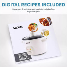 Aroma 4 Cup Pot Style Rice Cooker White: Nonstick, Stay-Cool Handles, 1 Setting, 250W, Includes Glass Lid & Manual