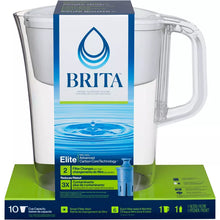 Brita Water Filter 10-Cup Tahoe Water Pitcher Dispenser with Elite Water Filter - White: Easy-Fill Lid, Electronic Indicator