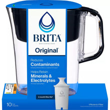 Brita Water Filter 10-Cup Tahoe Water Pitcher Dispenser - Black: Easy-Fill Lid, Electronic Indicator