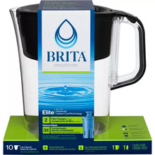Brita Water Filter 10-Cup Tahoe Water Pitcher Dispenser with Elite Water Filter - Black: Filters Odors, Lead, Mercury