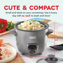 Dash 2-Cup Electric Mini Rice Cooker - Graphite: Small Rice Maker, Automatic Keep Warm, Includes Recipes & Accessories