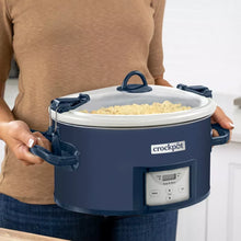 Crock-Pot 7qt Cook & Carry One Touch Programmable Slow Cooker Poseidon Blue: Locking Lid, Dishwasher-Safe Parts