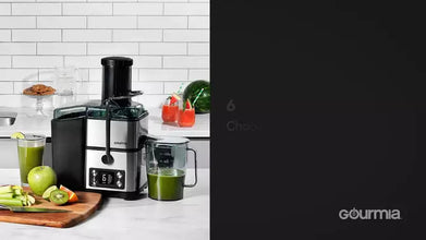 Gourmia 6 Speed Wide Mouth Juice Extraction with Self-Clean: Stainless Steel Juicer, 800W, Dishwasher-Safe Parts