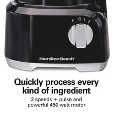 Hamilton Beach Bowl Scraper Food Processor Black - 70743: 450W, 2 Speeds, Dishwasher-Safe, 64oz Capacity, Chops, Full-Size