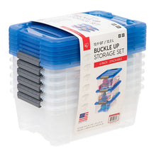 IRIS 12.9 Quart Buckle Up Storage Bin, 6-pack Blue