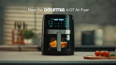 Gourmia 6qt Digital Window Air Fryer with 12 Presets & Guided Cooking Black: Stainless Steel