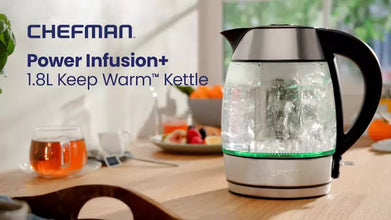 Chefman 1.8L Rapid-Boil Kettle with Keep Warm and Tea Infuser - Stainless Steel: Electric Water Boiler, 1500W, Silver