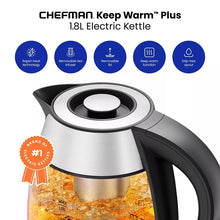 Chefman 1.8L Rapid-Boil Kettle with Keep Warm and Tea Infuser - Stainless Steel: Electric Water Boiler, 1500W, Silver