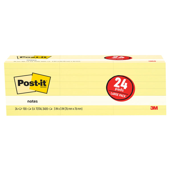 POST-IT SELF STICK NOTES 3"X3" CANARY 24 CT