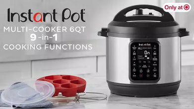 Instant Pot 6qt 9-in-1 Pressure Cooker Bundle: Exclusive Bonus Silicone Pan with Lid, Rice & Multi Cooker, Stainless Steel