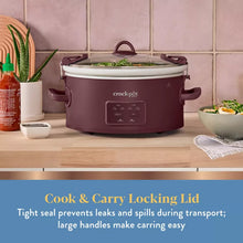 Crock-Pot 6qt Cook & Carry Programmable Slow Cooker Ceramic Lambrusco Red: 3 Settings, Dishwasher-Safe Parts, 210W