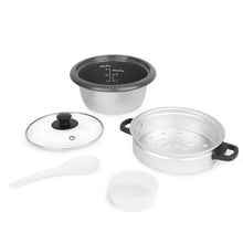 Aroma 6 Cup Rice Cooker with Outer Steam Tray Black