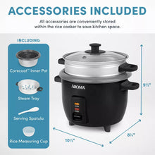 Aroma 6 Cup Rice Cooker with Outer Steam Tray Black