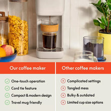 bella Single-Serve Coffee Maker Oatmilk: Drip Pod Coffee Maker, 14 oz Capacity, Automatic Shut-Off, Removable Drip Tray